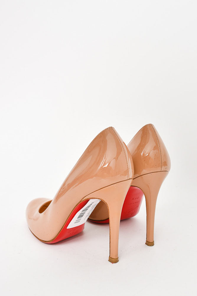 Christian Louboutin Nude Patent Leather Round Toe High Heel Size 34.5