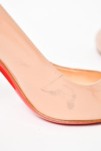 Christian Louboutin Nude Patent Leather Round Toe High Heel Size 34.5
