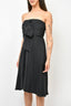 Derek Lam Black Silk Strapless Mini Dress with Front Bow Detail Size 34