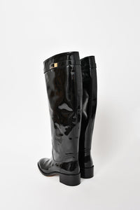 Fendi Black Patent Riding Boots Size 37
