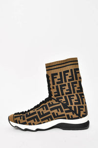 Fendi Brown Zucca Printed Sock Sneakers Size 37