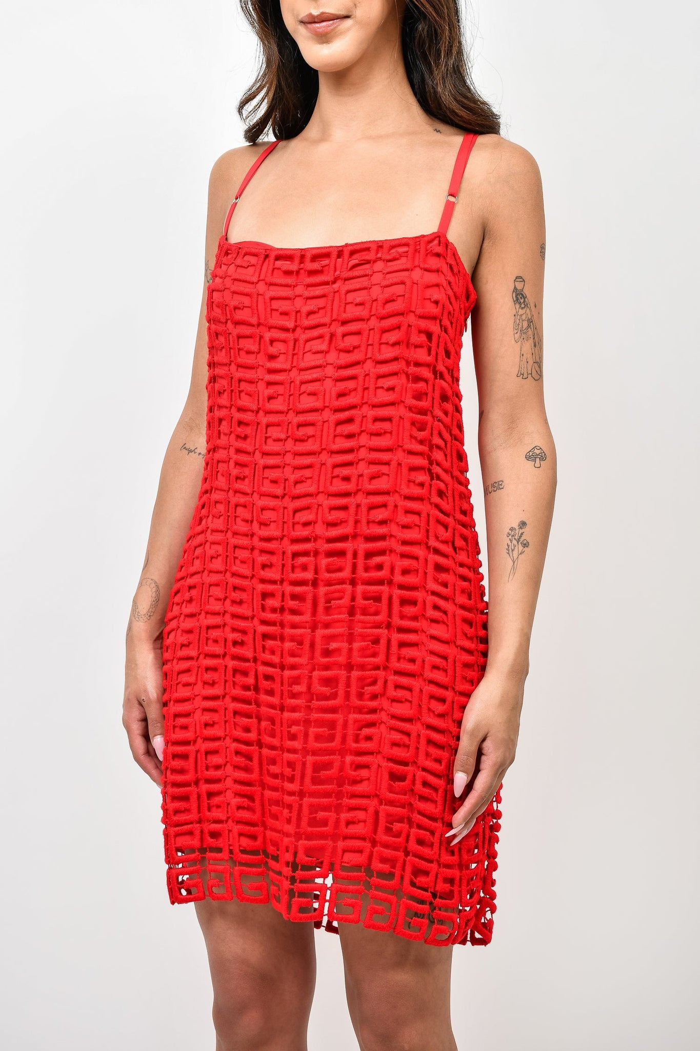 Givenchy Red Logo Embroidered Mini Dress Size 10 US