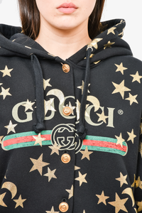 Gucci Black Gold Star Moon Cotton Button Up Hoodie Size M Mine