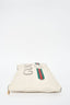 Gucci Cream Pebble Leather Logo Front Zip Clutch
