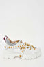 Gucci White Leather/Gold Studded Flashtrek Sneakers Size 39.5