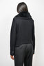Helmut Lang Black Wool Zip Jacket with Rabbit Fur Collar Size L