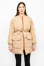 Hermes Beige/ H Printed Quilted Nylon Reversible Puffer Jacket with Belt Size 38