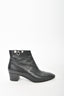 Hermes Black Leather Silver Collier Detail Ankle Boots Size 38