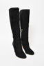 Jimmy Choo Black Suede Knee High Heeled Boots Size 37.5