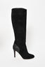 Jimmy Choo Black Suede Knee High Heeled Boots Size 37.5