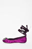 Jimmy Choo Purple Satin Crystal Embellished Toe 'Grace' Ballet Flats Size 35