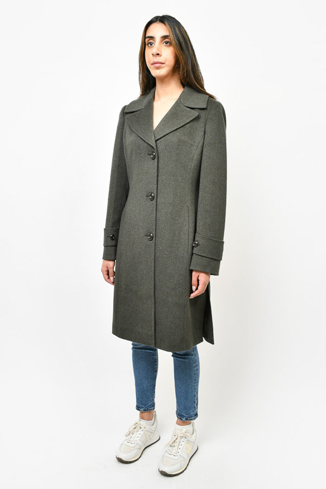 Loro Piana Grey Virgin Wool Single Breasted Coat Size 44