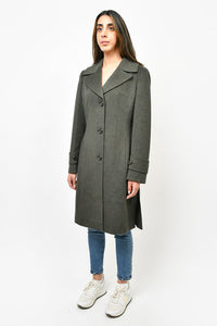 Loro Piana Grey Virgin Wool Single Breasted Coat Size 44