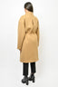 Loro Piana Tan Virgin Wool Mid Length Coat With Drawstring Waist Size 48