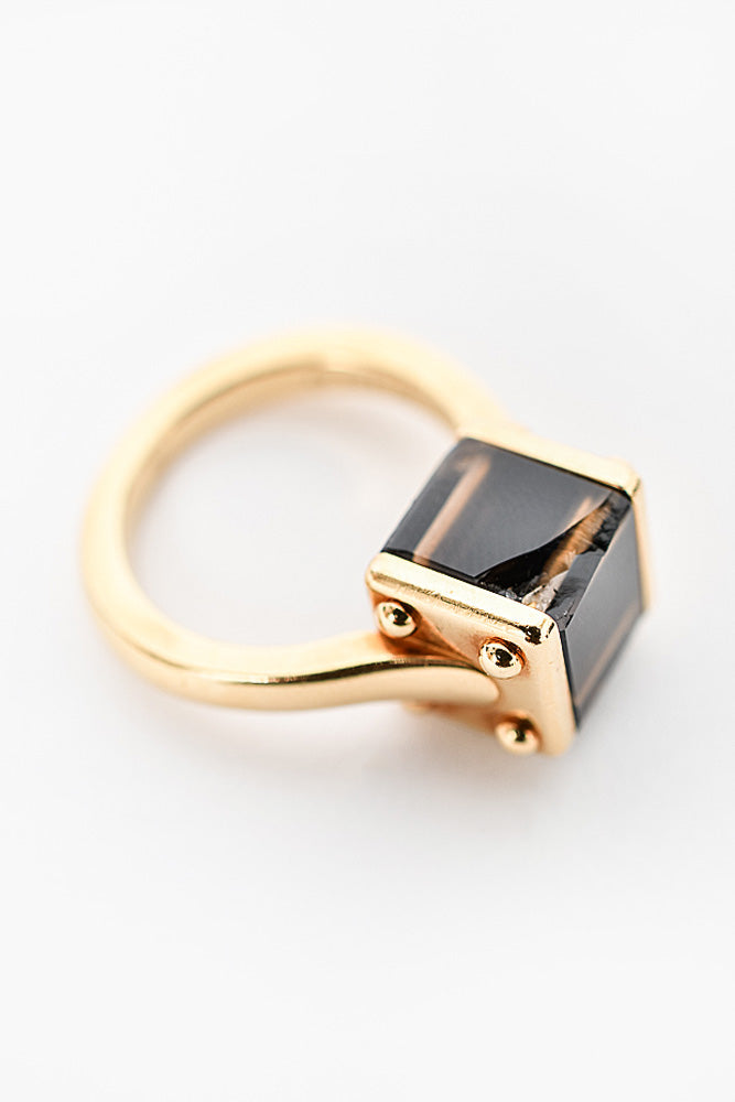 Louis Vuitton 18K Gold Emprise Dark Brown Quartz Ring