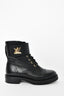 Louis Vuitton Black Leather Combat Boot with LV Closure Size 35