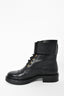 Louis Vuitton Black Leather Combat Boot with LV Closure Size 35