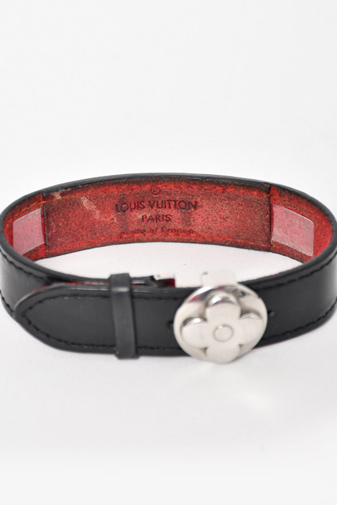 Louis Vuitton Wish Leather Silver Tone Wrap Bracelet Louis Vuitton