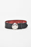 Louis Vuitton Black Leather Monogram Bracelet with Flower Closure