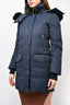 Mackage Navy Blue 'Juana' Down Parka with Black Fur Hood Detail Size XS