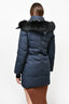 Mackage Navy Blue 'Juana' Down Parka with Black Fur Hood Detail Size XS