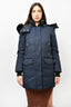 Mackage Navy Blue 'Juana' Down Parka with Black Fur Hood Detail Size XS