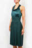 Max Mara Emerald Green Silk/Jersey Draped Front Midi Dress Size 40