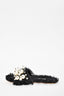 Miu Miu Black Shearling Pearl Embellished Slides Size 36.5