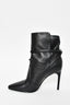 Off-White Black Leather 'Zip Tie' Tag Ankle Wrap Heeled Booties Size 37