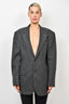 Oscar De La Renta Grey Wool Blazer Size 42