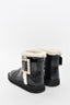 Roger Vivier Black Patent Leather Cream Shearling Lined 'Winter Viv' Buckle Boots Size 37