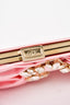Roger Vivier Pink Satin Crystal Bow Clutch with Chain