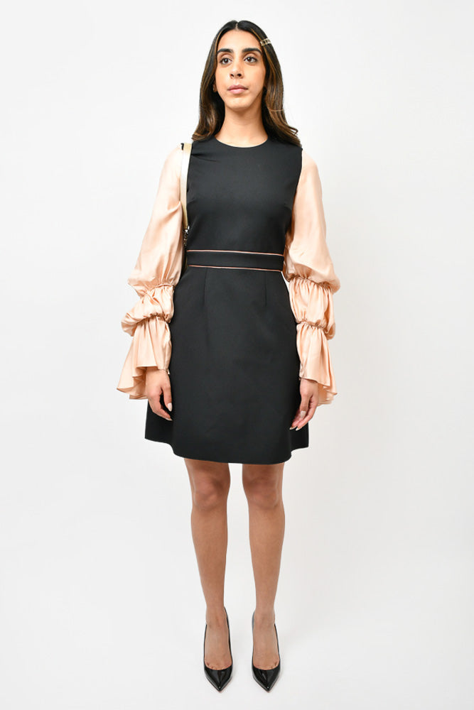 Roksanda Black/Pink Ruffle Sleeve Dress Size 8