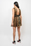 Saint Laurent Paris Black/Brown Animal Print V-Neck/Back Mini Dress Size 36