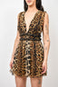 Saint Laurent Paris Black/Brown Animal Print V-Neck/Back Mini Dress Size 36