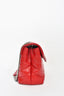 Saint Laurent Red Chevron Leather Small Chain LouLou Bag w/ SHW