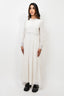 Saint Laurent White Eyelet Detail 'Broderie Anglaise' Long Sleeve Maxi Dress with Slip