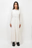 Saint Laurent White Eyelet Detail 'Broderie Anglaise' Long Sleeve Maxi Dress with Slip