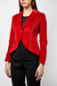 Smythe Red Velvet Evening Jacket with Gold Detail Size 4
