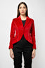Smythe Red Velvet Evening Jacket with Gold Detail Size 4