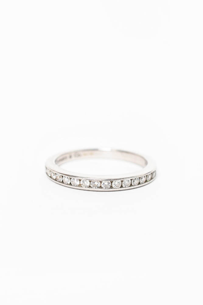Tiffany & Co. Platinum Half Diamond Wedding Band Size 6