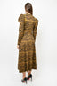Ulla Johnson Brown Printed Wool Knit Puff Sleeve Maxi Dress Size M