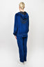 Versace Navy Blue Velour Leather Medusa Track Suit Set Size M