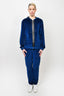 Versace Navy Blue Velour Leather Medusa Track Suit Set Size M