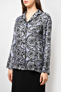 Versace Underwear Lilac/Black Printed Silk Button-Up Shirt Size 3