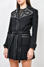 Versus Versace Black Wool/Leather Detailed Belted Coat Size 42