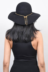 Lanvin Black Wool Hat with Gold Chain