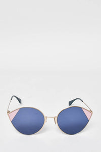 Fendi Blue/Pink Lens Round Cat Eye Sunglasses