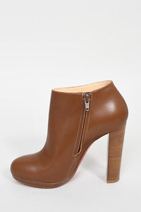 Christian Louboutin Brown Leather Ankle High Heel Booties Size 38