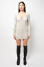 Jacquemus Beige Merino Wool Ribbed Knit 'Lauris' Stitch Detail L/S Dress Size 36